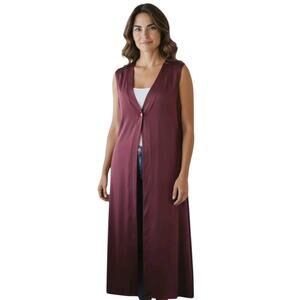 Green Mountain Mercantile Women's Large Long Sleeveless Burgundy Duster Cardigan